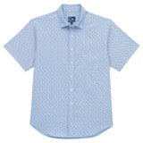 Short Sleeve Wave Print Shirt - Blue
