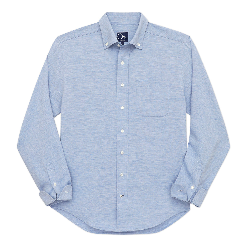 Oyster Chambray Shirt - Heather Blue Long Sleeve